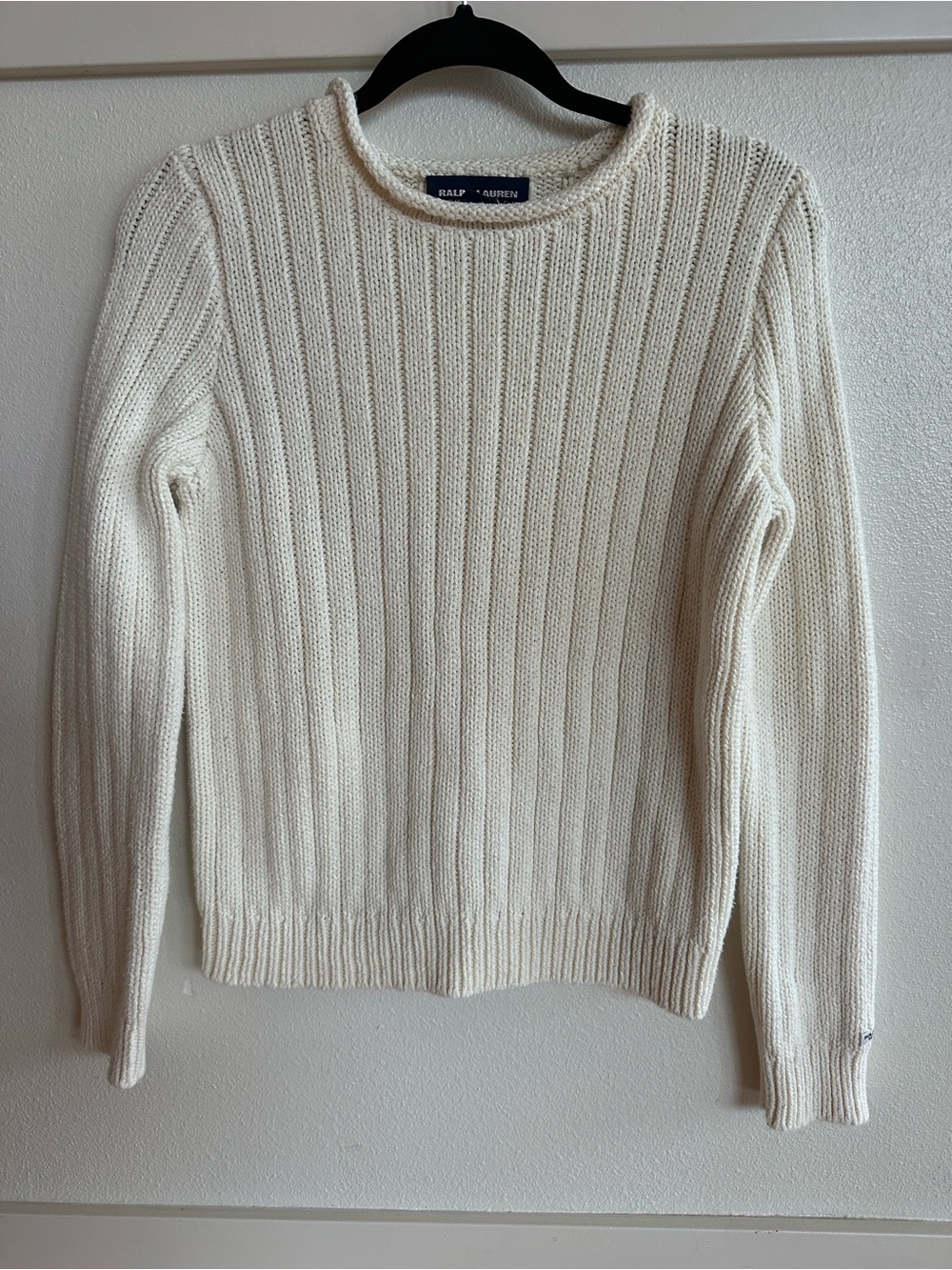 Ralph Lauren Golf Roll Neck 100% Cotton Sweater Cream Size Large